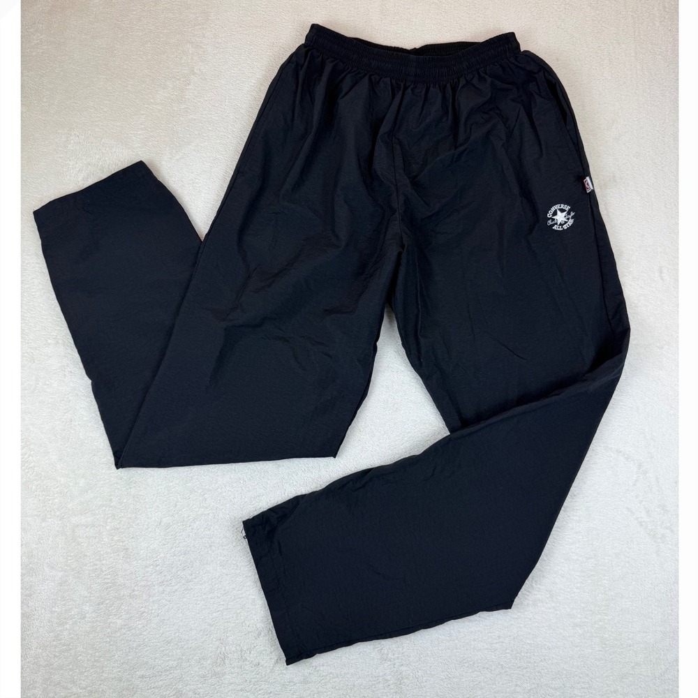 Vintage‎ Y2K Converse Athletics Chuck Taylor Black Nylon Track Pants Mens M